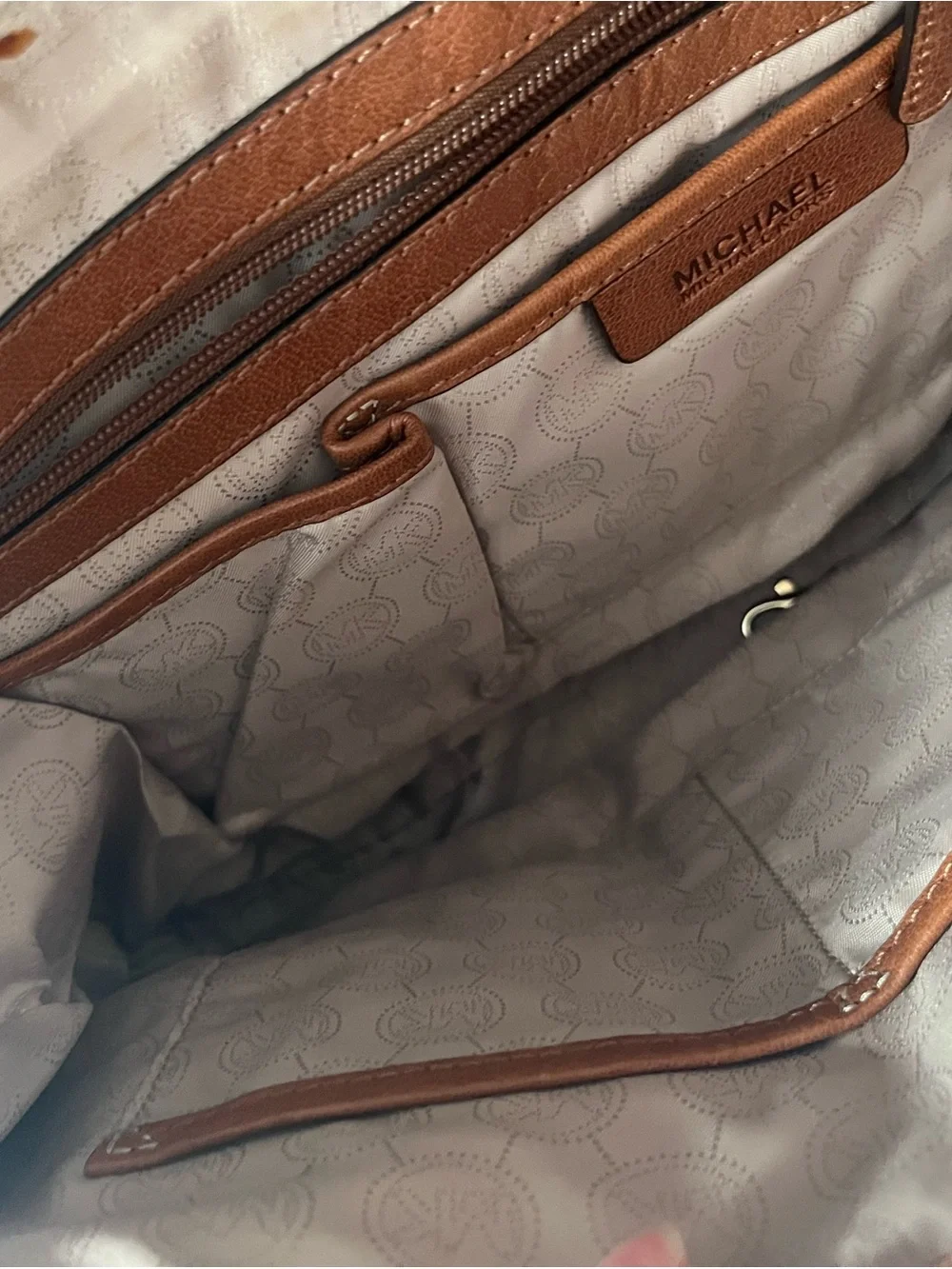 Michael Kors Brown Leather Satchel with Gold-Tone Hardware
